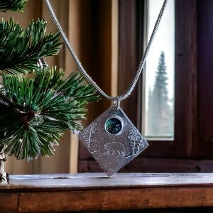 Bear under a blue moon sterling pendant NWT